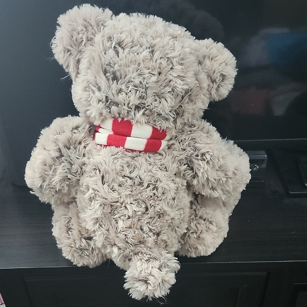 Plush Teddy Bear with Red and White Scarf - Picture 2 of 2